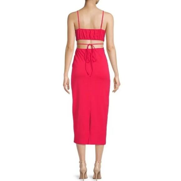 Walter Baker Rivka Dress Womens Extra Large XL Red Cut Out Midi Party Night Out - Picture 3 of 9